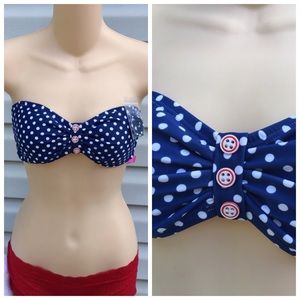 AMERICAN PIE Bandeau Swim Top optional Halter Strap NWT M Size M
